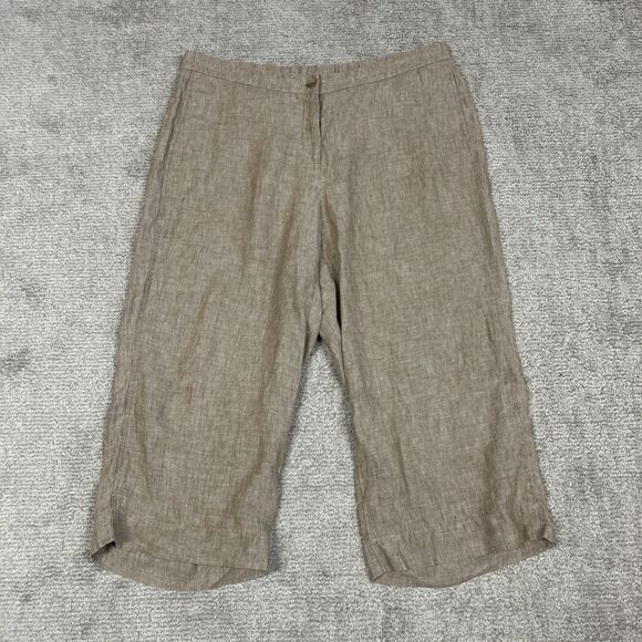 J. Jill Pants - J Jill Love Linen Pants Womens 2X 100% Linen Tan Ankle Cropped Stretch Pockets